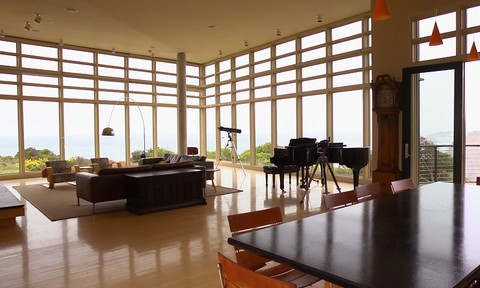 Window-lined interior with a measured material palette